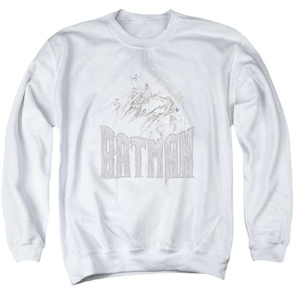 Batman Knight Sketch Adult Crewneck Sweatshirt White
