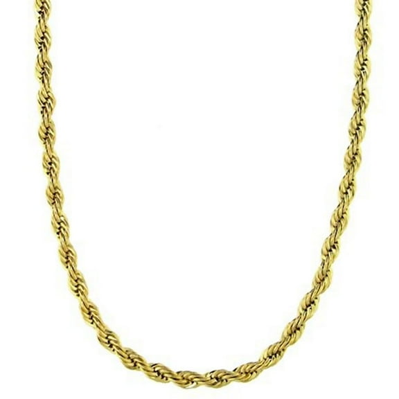 6mm Rope Chain Gold PVD Plate 316L Surgical Stainless Steel Necklace