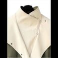 thumbnail image 4 of Gabardina con Capucha para Mujer, Chaqueta con Solapa y Botones, Cortavientos de Longitud Media con Bloques de Color Verde XXXL, 4 of 6
