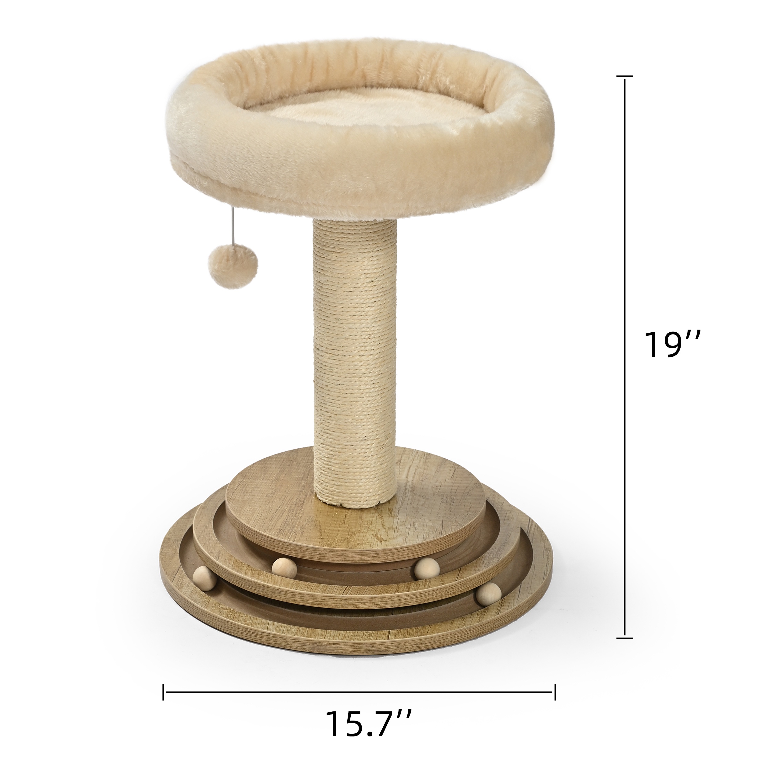 Vibrant Life Cat Scratching Post with 2-Level Track Ball, Beige