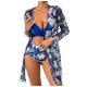 thumbnail image 1 of Traje de baño de bikini con estampado de tres piezas para mujer con estampado de bloques de color y cordones de talla grande OAVQHLG3B Store lin121212, 1 of 3