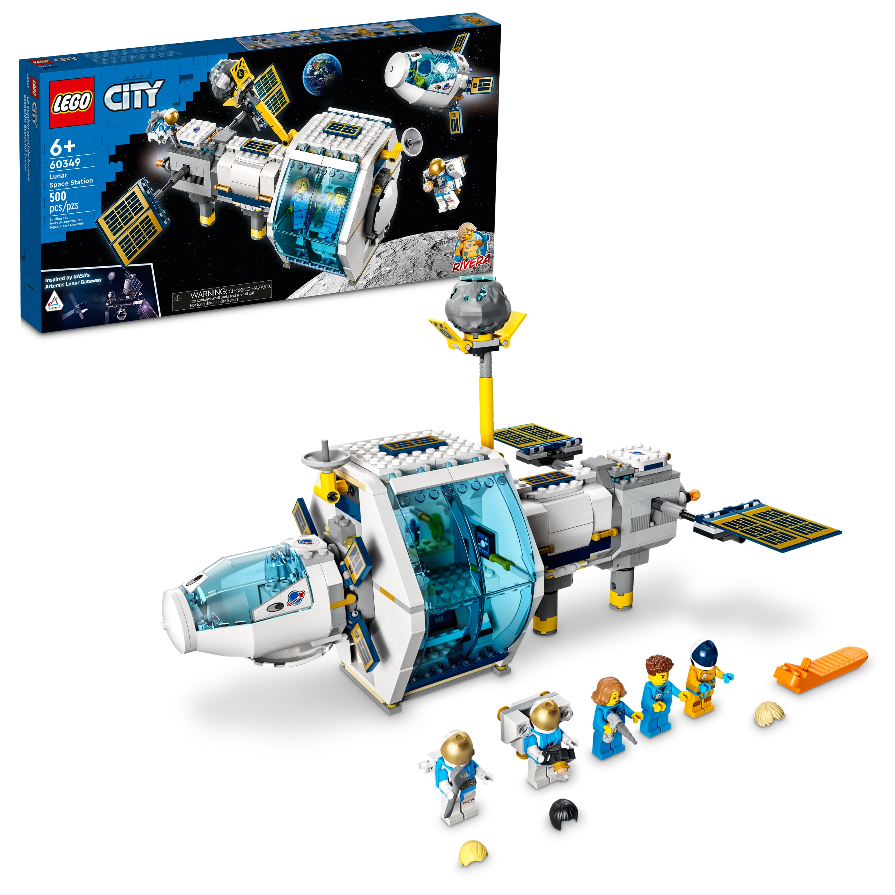 LEGO City Lunar Space Station, 60349 NASA Inspired Building Model Set with Docking Capsule, Labs and Astronaut Minifigures -