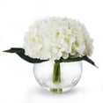thumbnail image 2 of Enova Home Artificial Hydrangea Silk Flowers Arrangement in Clear Glass Vase With Faux Water (Cream), 2 of 3