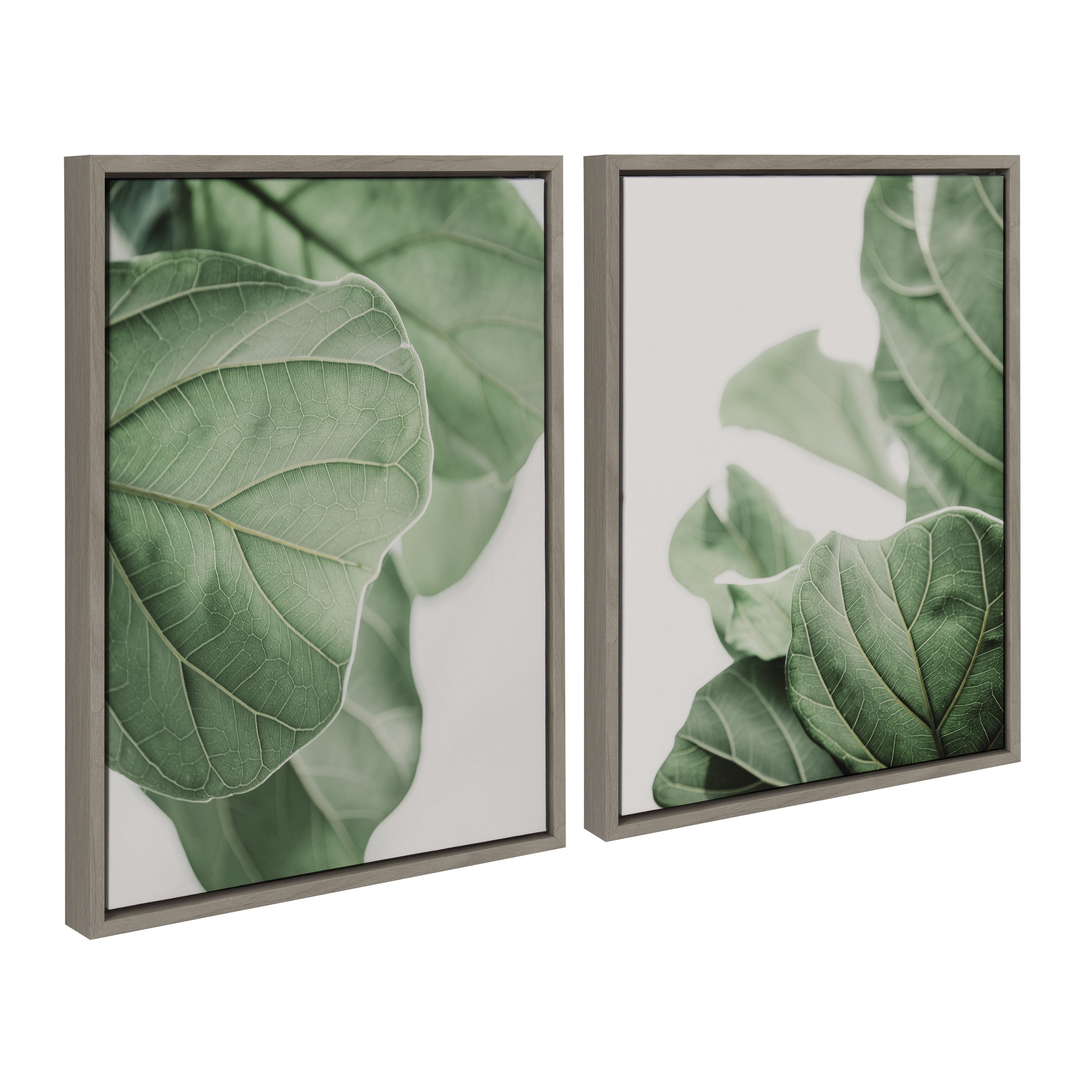 Sylvie Plant Study 18 in x 24 in Framed Painting Canvas Art Prints, by Kate and Laurel Set of 2