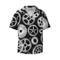 thumbnail image 2 of Lsque Metallic Gears print Men's Cuban Collar Short Sleeve Shirt Summer Beachwear Casual Button Down Fashionable Vacation Leisure Shirt-Large, 2 of 7