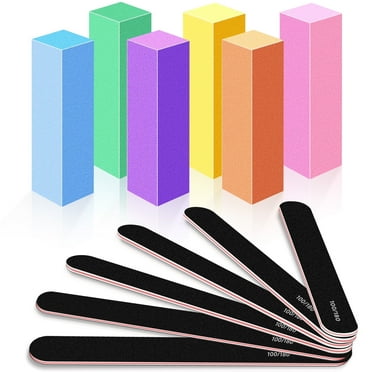 Nail Files and Buffer 12 Pcs, Professional Manicure Tools Kit Care Buffer Block Tools 100/180 Grit, Colorful