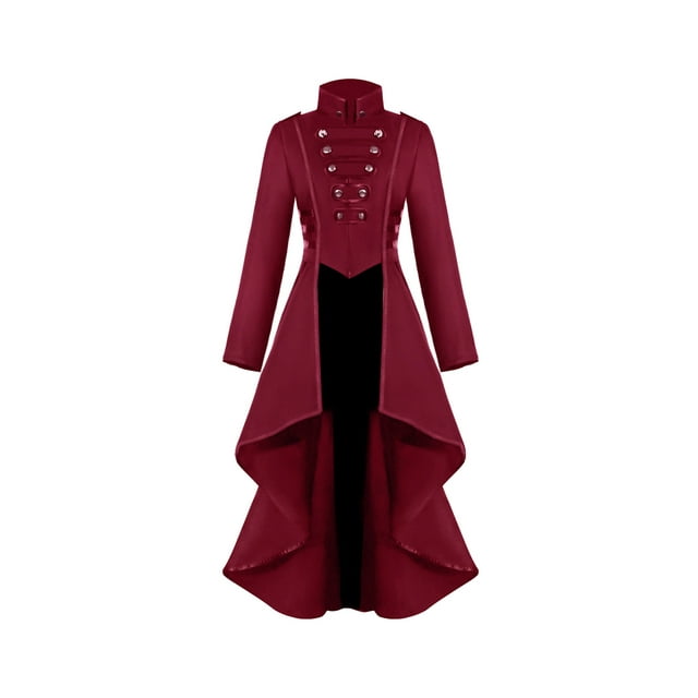 PMVFHDE Liquidation Robe Formelle Fille Grandes Filles Gothique Smoking Long Trench Veste Longue Robe Haut, Rouge, 16-17 Ans
