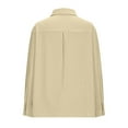 thumbnail image 6 of Dazajoo Button Down Linen Shirts for Women Casual Solid Color Long Sleeve Blouses with Pockets 2025 Summer Lightweight Loose Lapel Tops,Khaki,L, 6 of 7