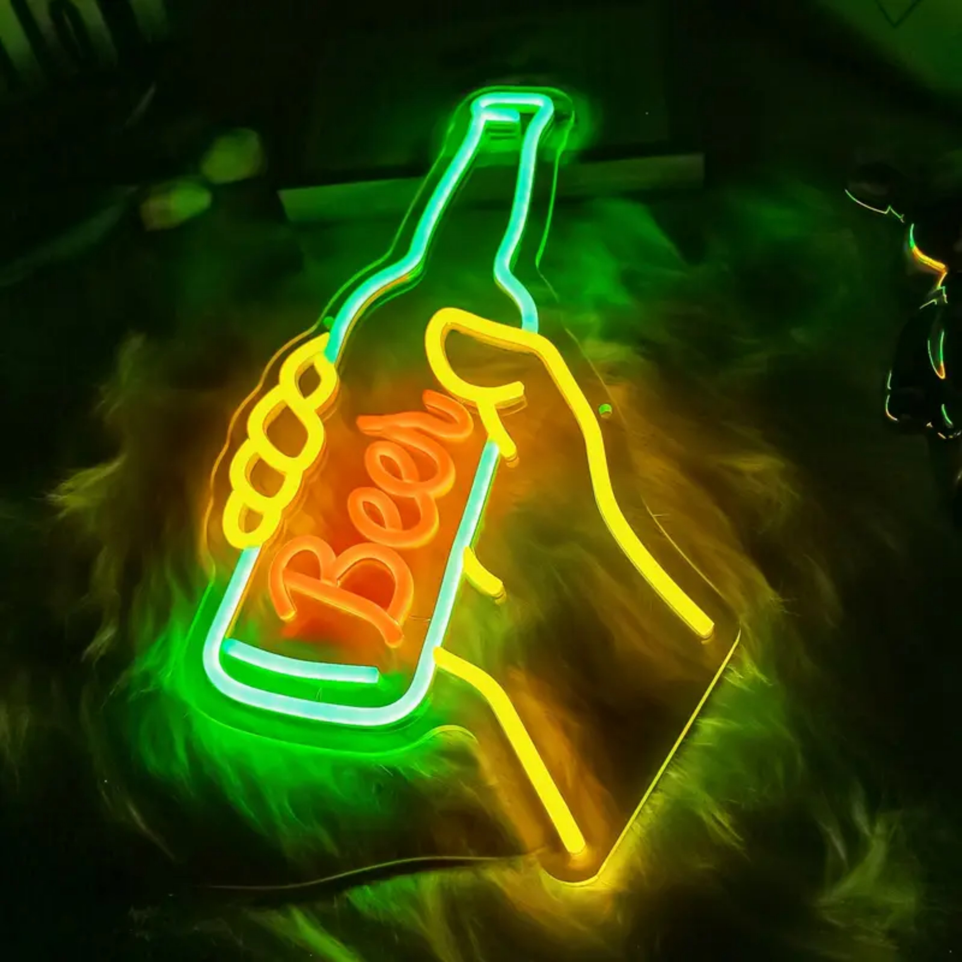 UPONRAY Beer Neon Signs, 10.7"*15.7" Dimmable & USB-Powered LED Neon Light, Stylish Wall Decor for Bar, Party, Restaurant, Living Room, Man Cave