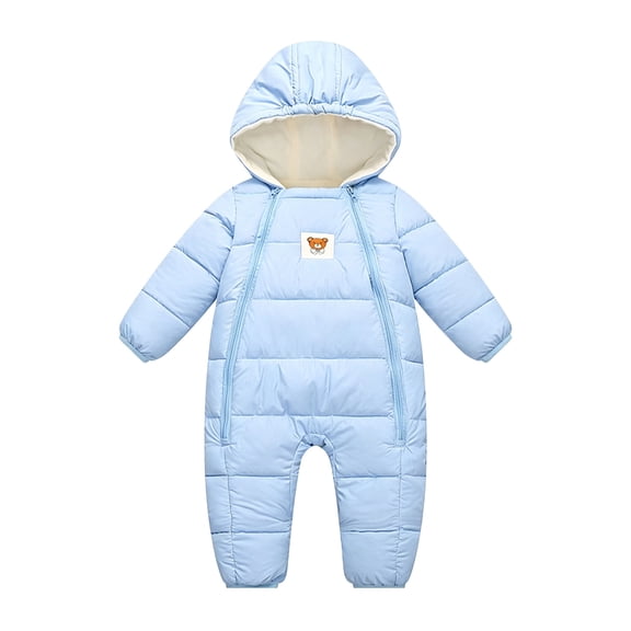 UYYX Baby Girl Clothes Preemie Baby Girls Hooded Double Zipper Warm Lined Autumn Winter Outdoor Home Outfit(3-6 Months,Light Blue)