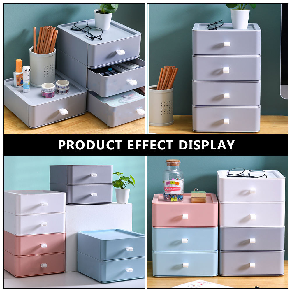 OFFIGAM Grey Plastic Desk Organizer with 3-Tier Storage for Home and Office, Multi-Functional Desktop Organizer, 1 Piece