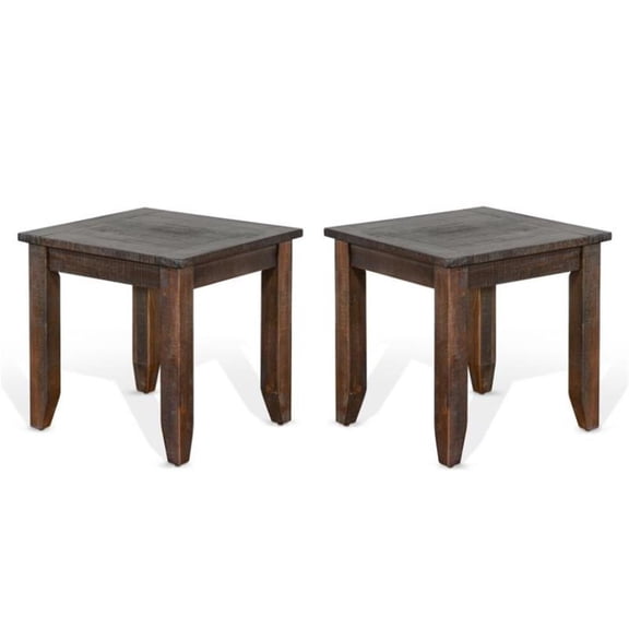 Home Square Homestead 22" Mahogany Wood End Table in Tobacco Leaf - Set of 2