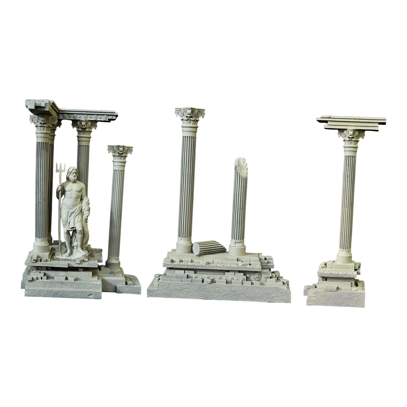 CarpNettore Roman Column Decoration Resin Aquarium Decoration Aquarium Decor Mini 18.5cm Set D