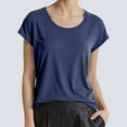 thumbnail image 2 of Women's Casual Round Neck Batwing Sleeve Solid Color T Shirt For Spring And Summer, 2 of 2