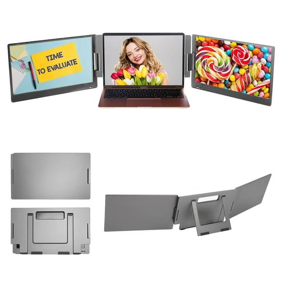 Triple Portable Monitor for Laptop Screen Extender,14 Inch Dual Monitors Extender, Type C Travel Laptop Monitor Extender,Triple Monitor for Within 15.6inch Laptops