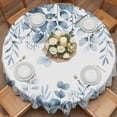 thumbnail image 2 of Blue Eucalyptus Leaves Round Tablecloth 54 inches Spring Summer Botanical Waterproof Oil-Proof Table Cloth Round Table Cover for Holiday Party Picnic Dinner Decor Indoor and Outdoor Use, 2 of 9
