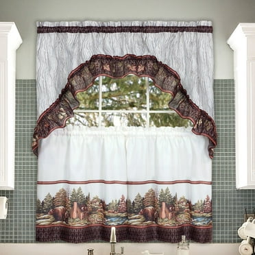Alaska Wilderness Kitchen Curtain Tier & Swag Set - 24 in. Long