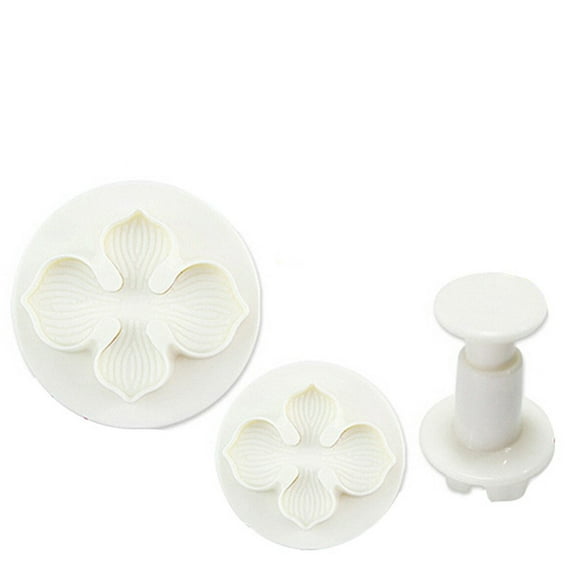 LABSERRON 3Pcs Cake Fondant Molds Fondant Plunger Cutter with Flower Shape for Bakers and DIY Enthusiasts