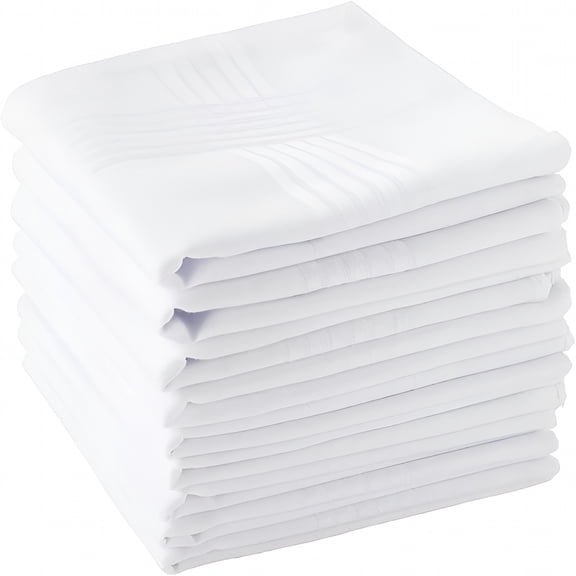 AUQ Men's Handkerchiefs 100% Soft Cotton White Hankie