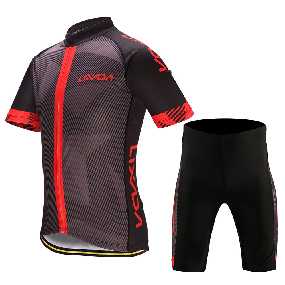Mens Cycling Jersey Set Short Sleeve Quick-Dry Bike Shirt 3D Padded Pants 