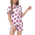 thumbnail image 1 of FhsagQ Ensembles pour Filles Ensembles 2 Pcs Pyjamas pour Enfants Enfants Imprimé Graphique Chemise à Boutons à Manches Courtes Shorts Ensemble de Pyjama Filles Tenues de Printemps Taille 6-7 Printemps Blanc 10-11 Ans, 1 of 5