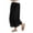 Black, variant on ShomPort Women's Cropped Pants Casual Lace-Hem Comfy Lightweight Drawstring Wide Leg Pants with Pockets