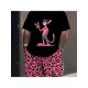 thumbnail image 1 of Men's Panther Cartoon Print T-Shirt - Black with Graphic, Loose Fit Short Sleeve, Breathable Summer Casual Tee, Made in USA, Perfect Gift for Mother's Day, Thanksgiving & Leisure Clothing, Comf, 1 of 7