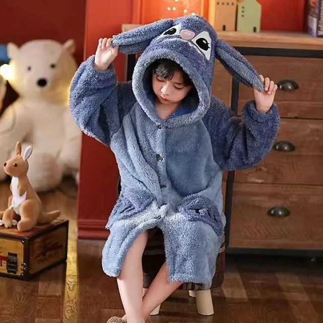 Pijama de Anime Sanrio Kuromi Cinnamoroll para niños, pantalones de manga larga engrosados, terciopelo Coral, dibujos animados, ropa de dormir para niños y niñas, Otoño e Invierno
