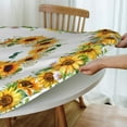 thumbnail image 5 of Sunflower Tablecloth Round Yellow Floral Table Cloth Washable Fitted Tablecloth Reusable Farmhouse Sunflower Table Cover for Home Parties Picnic Party Table Decor (Fit 40”-44” Round Tables), 5 of 8