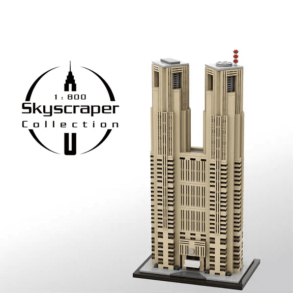MOC-153517 Tokyo Metropolitan Government Building Blocks Set Skyscraper MOC Bricks Toys 1:800 Model 1972pcs