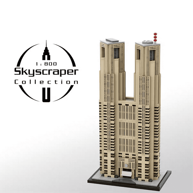 MOC-153517 Tokyo Metropolitan Government Building Blocks Set Skyscraper MOC Bricks Toys 1:800 Model 1972pcs