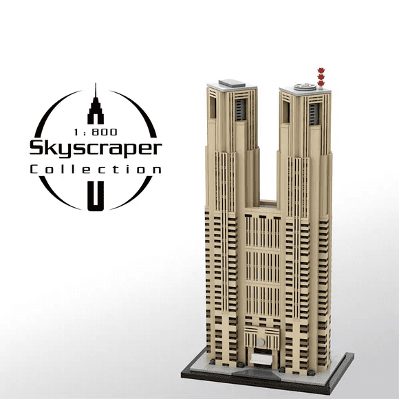 MOC-153517 Tokyo Metropolitan Government Building Blocks Set Skyscraper MOC Bricks Toys 1:800 Model 1972pcs