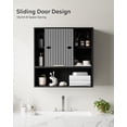 thumbnail image 6 of EYYTHUNG Fluted Wall-Mounted Cabinet Bathroom Modern Medicine Cabinet with Sliding Door Adjustable Shelf Wood Storage Cabinet, Black, 6 of 9
