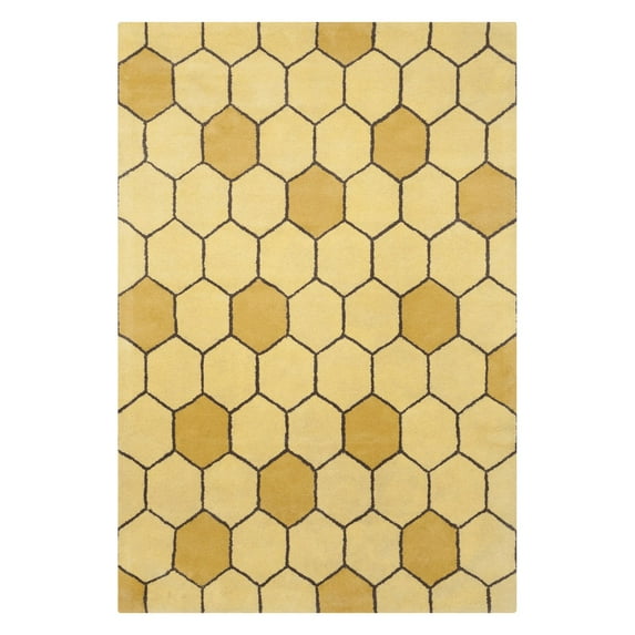 Hand-Tufted Contemporary Wool Rug 5'x7'6 Yellow/Brown/Gold
