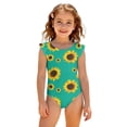 thumbnail image 3 of Abcomgle Baby Girl Swimsuit Sunflower Print One Piece Swimsuit for Girls Ruffled Stretchy Swimwear for Girls, 3 of 7