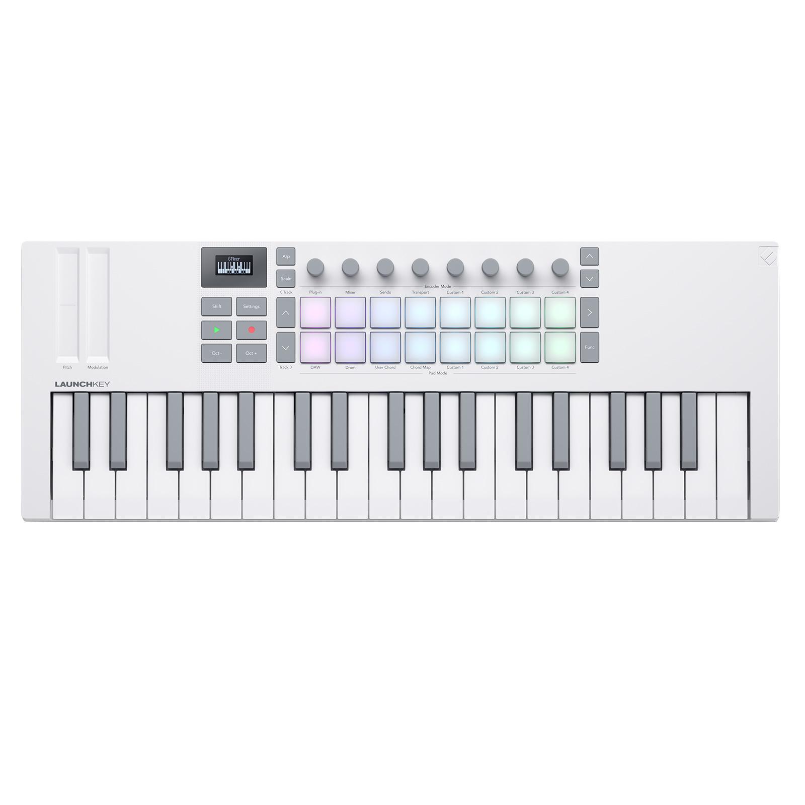 Novation Launchkey Mini 37 MK4 White 37-Note Mini Controller Keyboard with Headphones Package