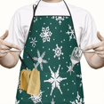 thumbnail image 2 of Green Christmas Snowflake Pattern Apron-Garden Aprons for Women with Pockets-Cotton Linen Waterproof Kitchen Cooking Gardening Aprons Adjustable for Kitchen,Cooking,BBQ and Salon 33"x27", 2 of 7