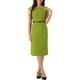thumbnail image 2 of Vestido elegante de mujer Inspire Chic con mangas cortas, ceñido a la cintura, ideal para el trabajo, color verde claro, talla L, 2 of 6