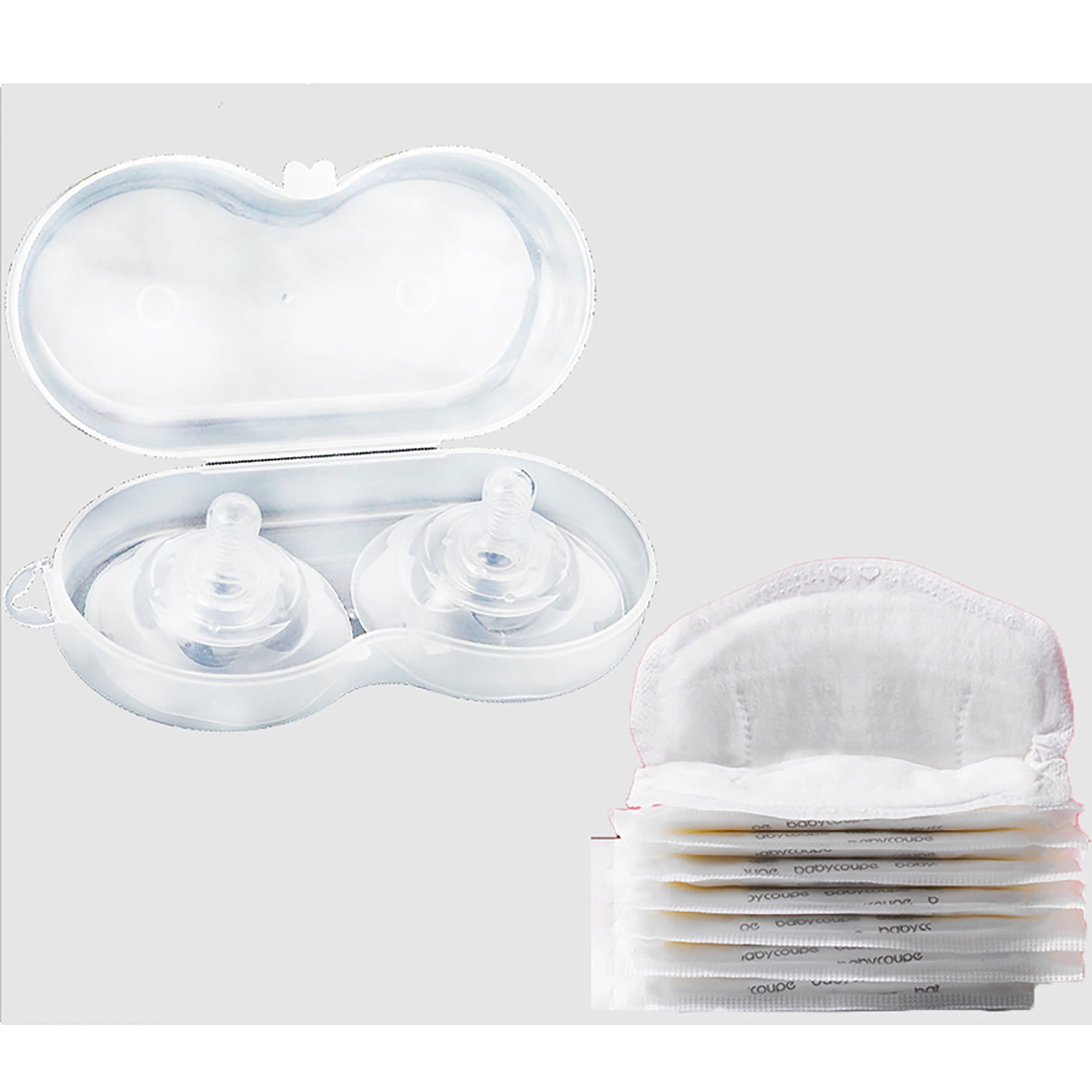 SHELLTON 2PCS Silicone Nipple Protectors Feeding Mothers Shields Nipple Protection Cover with 50PCS Disposable Nursing Pads for Breastfeeding