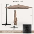 thumbnail image 3 of Costway Patio 9.5FT Square Cantilever Offset Hanging Umbrella 2-Tier 360° Outdoor Coffee, 3 of 10