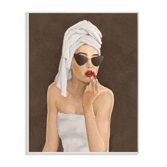 Stupell Industries Fashion Designer Model Makeup Red Brown Painting Wall Plaque by Ziwei Li