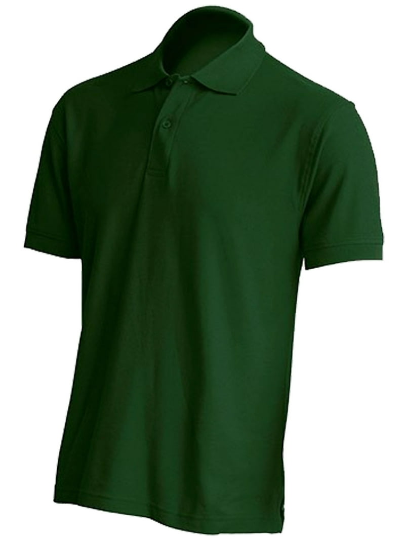 Basico Adult Men's Green Slim Fit Short Sleeve 100% Cotton Polo Shirts