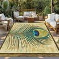 thumbnail image 3 of Fsddascl Retro Peacock Feathers Outdoor Rug for Patio/Deck/Porch, Non-Slip Large Area Rug 5 x 8 Ft, Vintage Abstract Art Indoor Outdoor Rugs Washable Area Rugs, Reversible Camping Rug Carpet Runner, 3 of 5