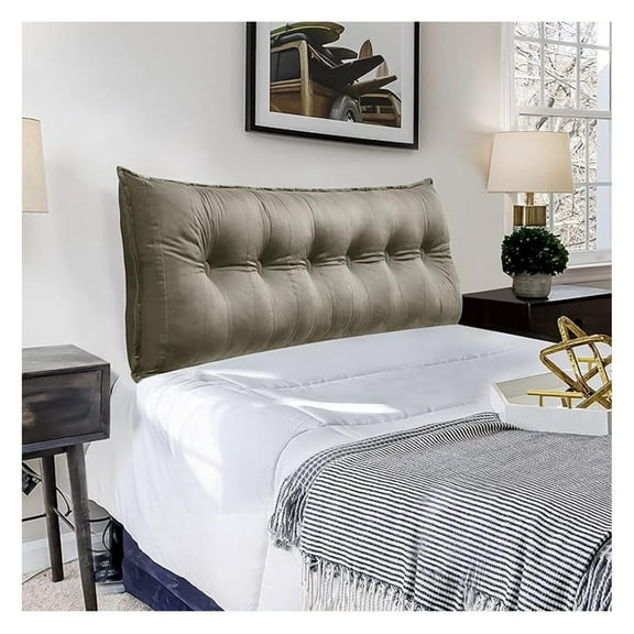 Queen Headboard Pillow - Backrest Reading Pillow for Bed, Oversized Throw Cushion, Lumbar Support Bolster - Light Tan