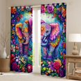 thumbnail image 2 of Castle Fairy Boys Girls Abstract Animal Elephants Black Out Curtains,Bohemian Hippie Flowers Curtains Pack of 2 (42x63 Each),Exotic Style Damask Bedroom Curtains,Super Cozy Room Decor, 2 of 6