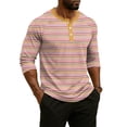 thumbnail image 5 of Hearthz Summer Men's Henley Shirts Striped Raglan 3/4 Sleeve Jersey Baseball T-Shirts Casual Workout Big and Tall Shirts for Men Graphic Tees, 5 of 8