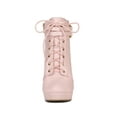 thumbnail image 6 of BLISSFUL STEP Women's Platform Lace Up Strap Block Heels Ankle Boots Pink 8.5, 6 of 7