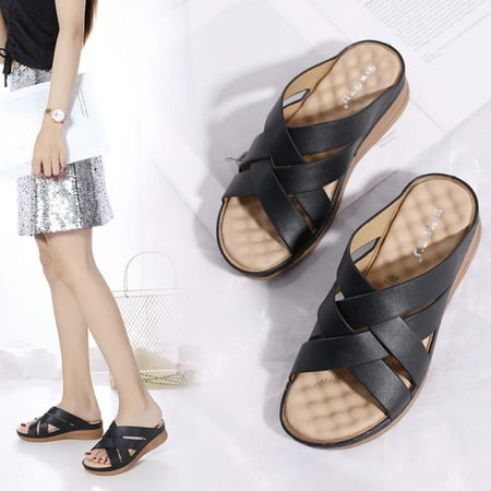 

Yoslce Slippers for Women Summer Women s Sandals Cross Massage Slope Heel Slippers