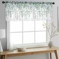thumbnail image 2 of Eucalyptus Leaves Valance Curtains for Kitchen/Living Room/Bathroom/Bedroom Window, Rod Pocket Small Topper Half Short Window Curtains Voile Sheer Scarf, Teal Botanical Summer Weeping 54"x18", 2 of 8