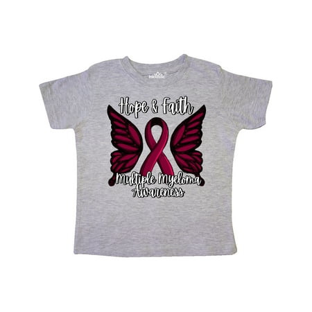 

Inktastic Multiple Myeloma Cancer Awareness Hope & Faith with Butterfly Ribbon Gift Toddler Boy or Toddler Girl T-Shirt